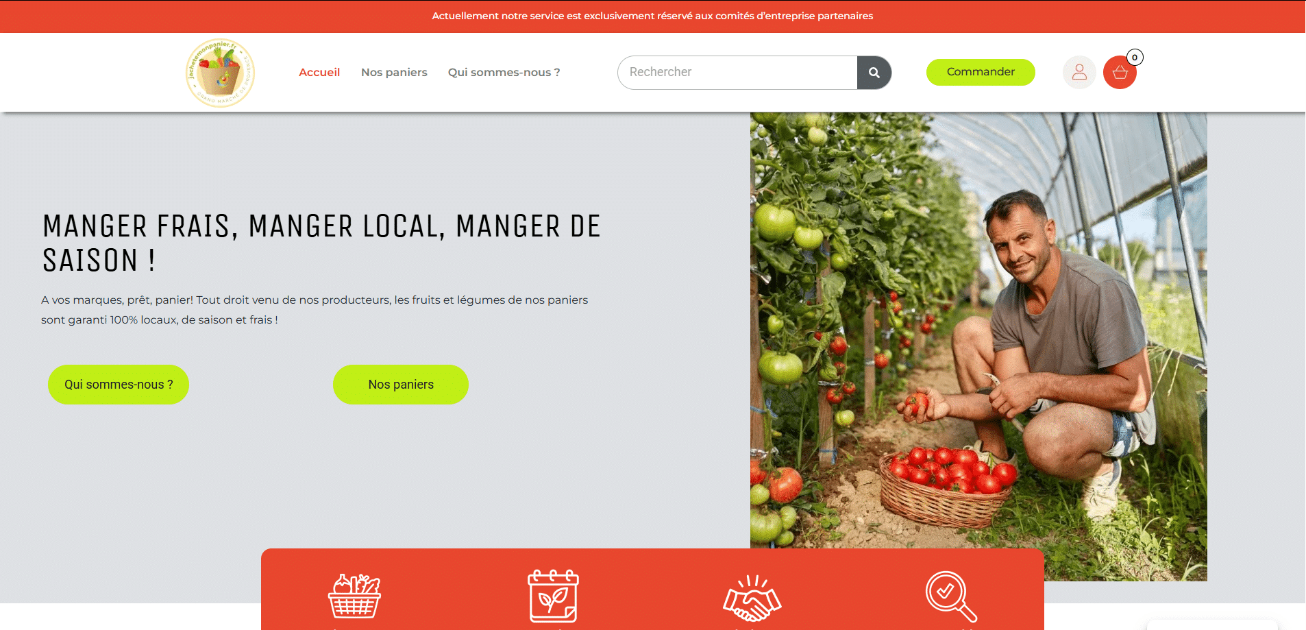 Page d'accueil j'achete mon panier