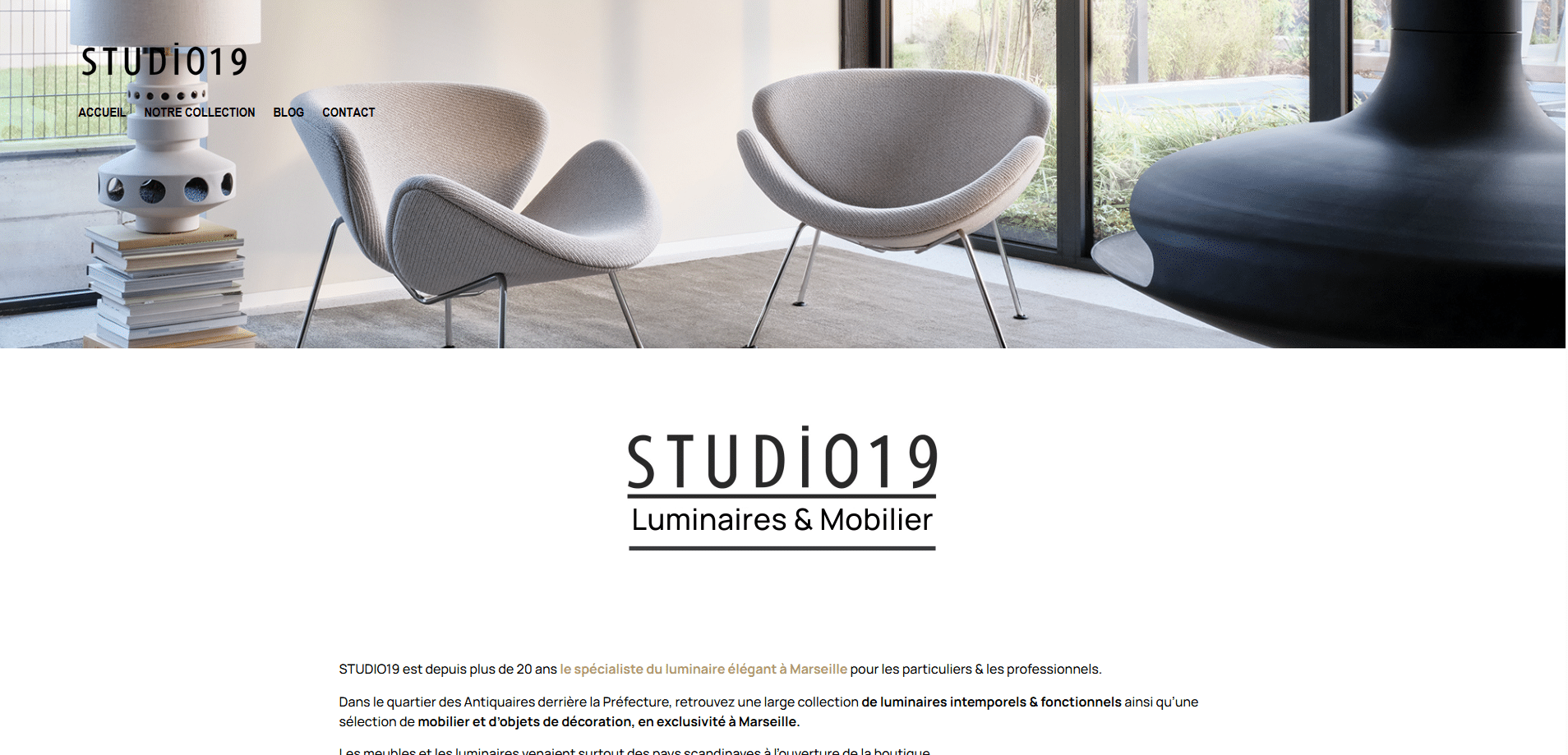 Page daccueil studio 19